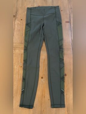 lululemon athletica Dark Green Mesh-Panel Leggings